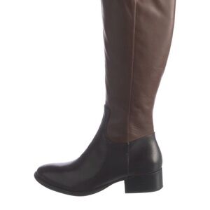 Donald Pliner Classic Two-Tone Brown Leather Knee Boot - Women's